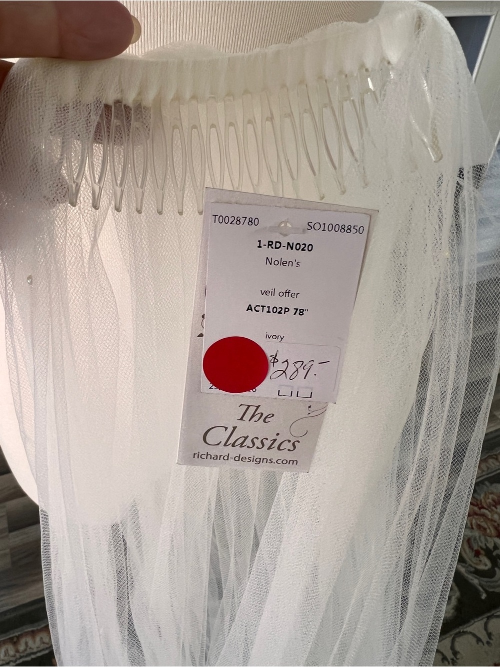 Ivory Tulle Veil With Comb